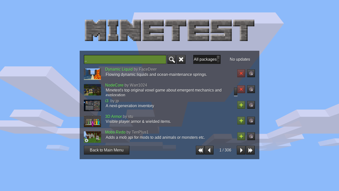 Minetest online content browser screenshot