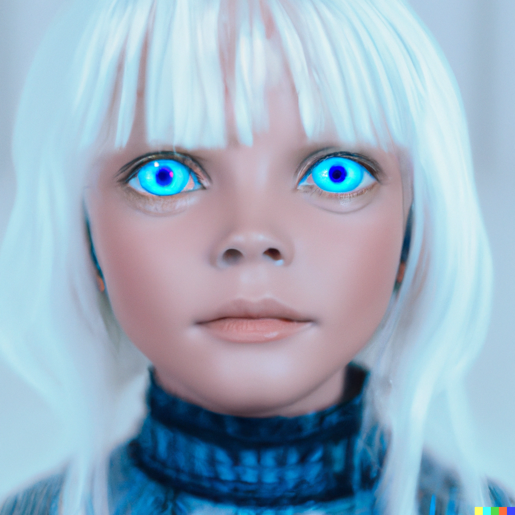  " "DALL·E 2023-02-02 20.59.45 - abstract visual of artificial inteligence 8 year old blue skin child with blonde hair and light eyes.png""