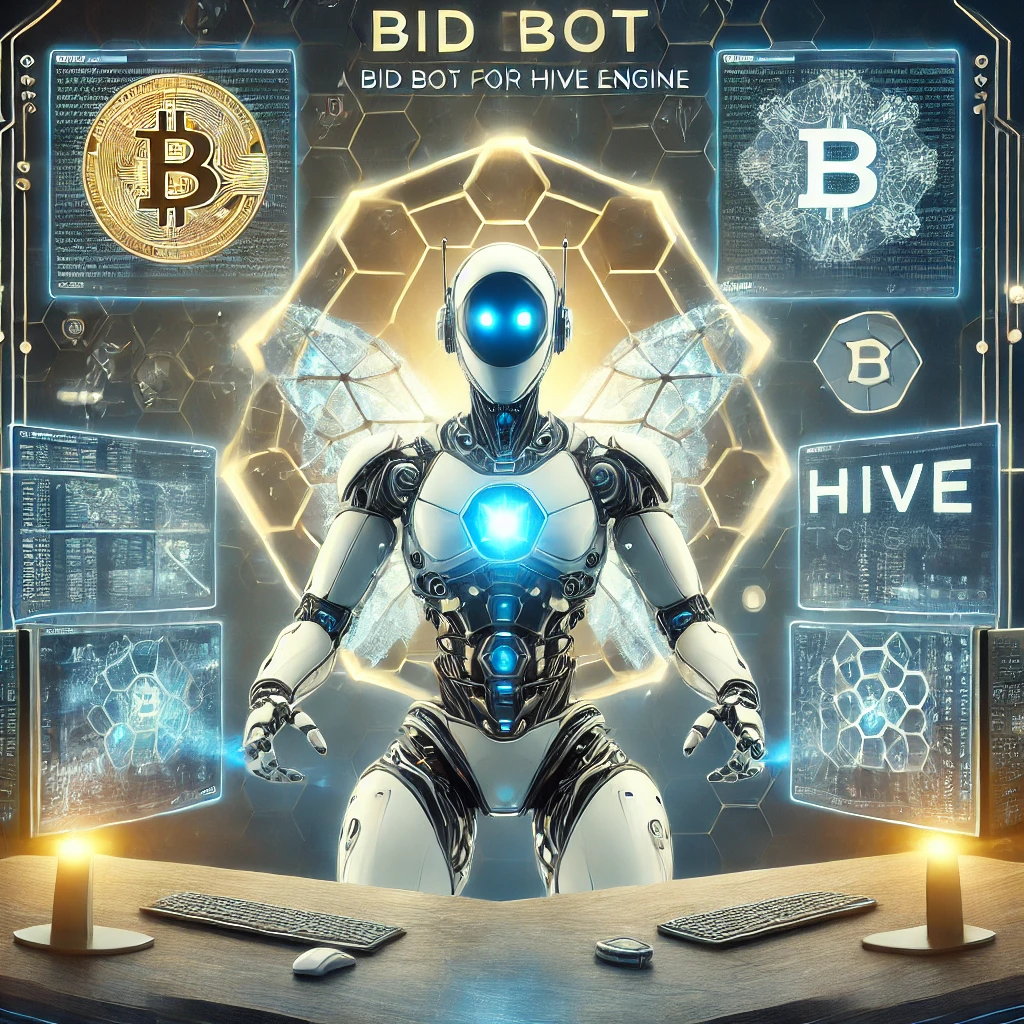 DALL·E 2024-11-16 16.08.19 - A conceptual illustration of a bid bot for Hive Engine. The image features a digital robot surrounded by computer screens displaying blockchain data a.webp