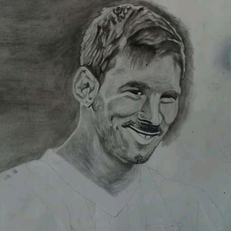 AI Art Generator: Lionel Messi portrait chalk on paper drawing