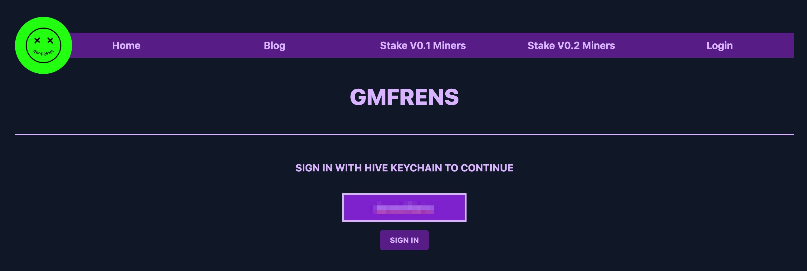 Clicking login on the GM:FRENS website and put in your username.