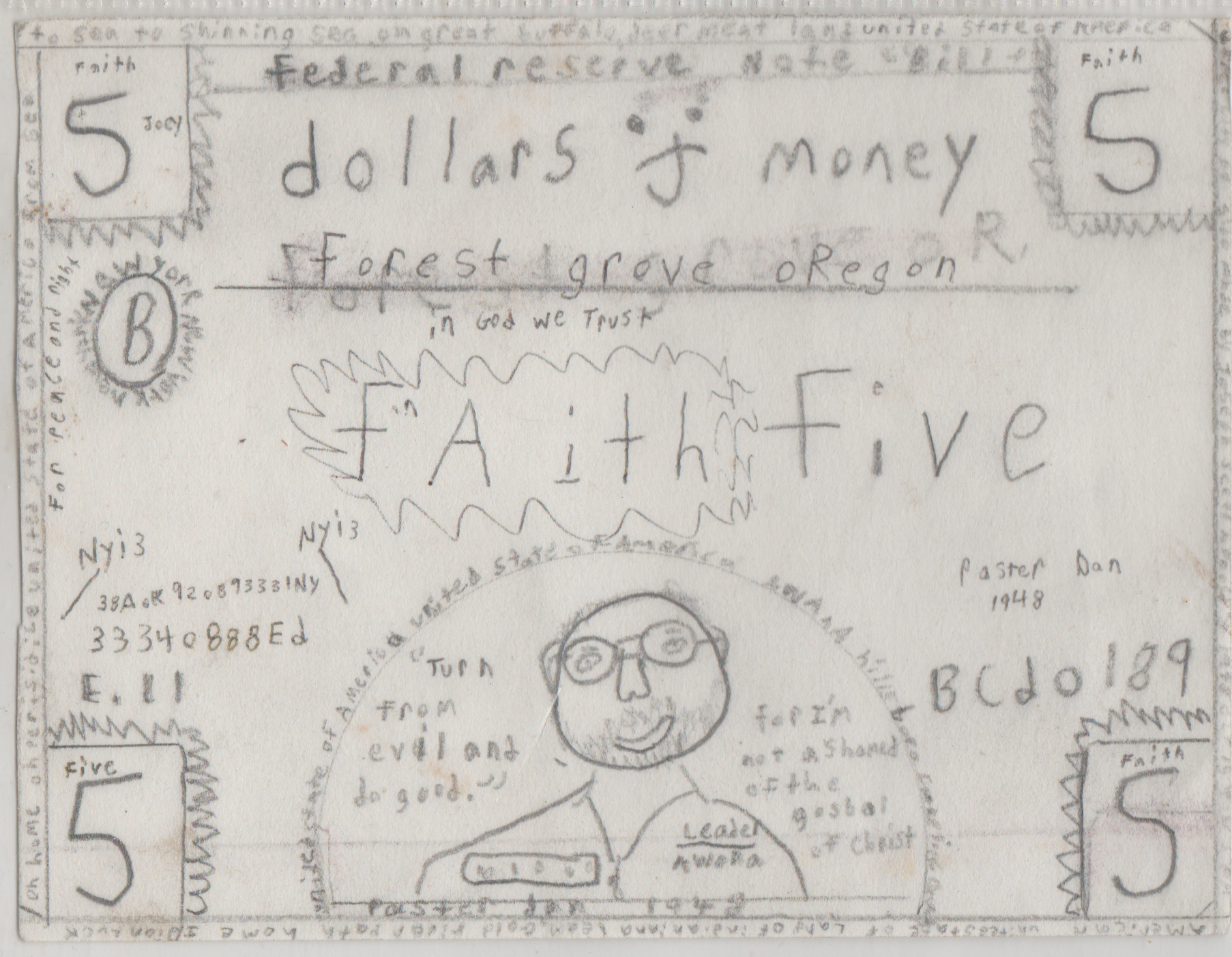 1998-10-15 - Thursday - Joey Money - 5-dollar bill, Faith, Pastor Dan Kennedy, 1pic.png