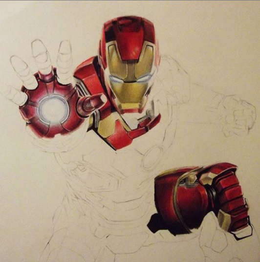 Iron man drawing Greeting Card by Victoria Dmitrieva