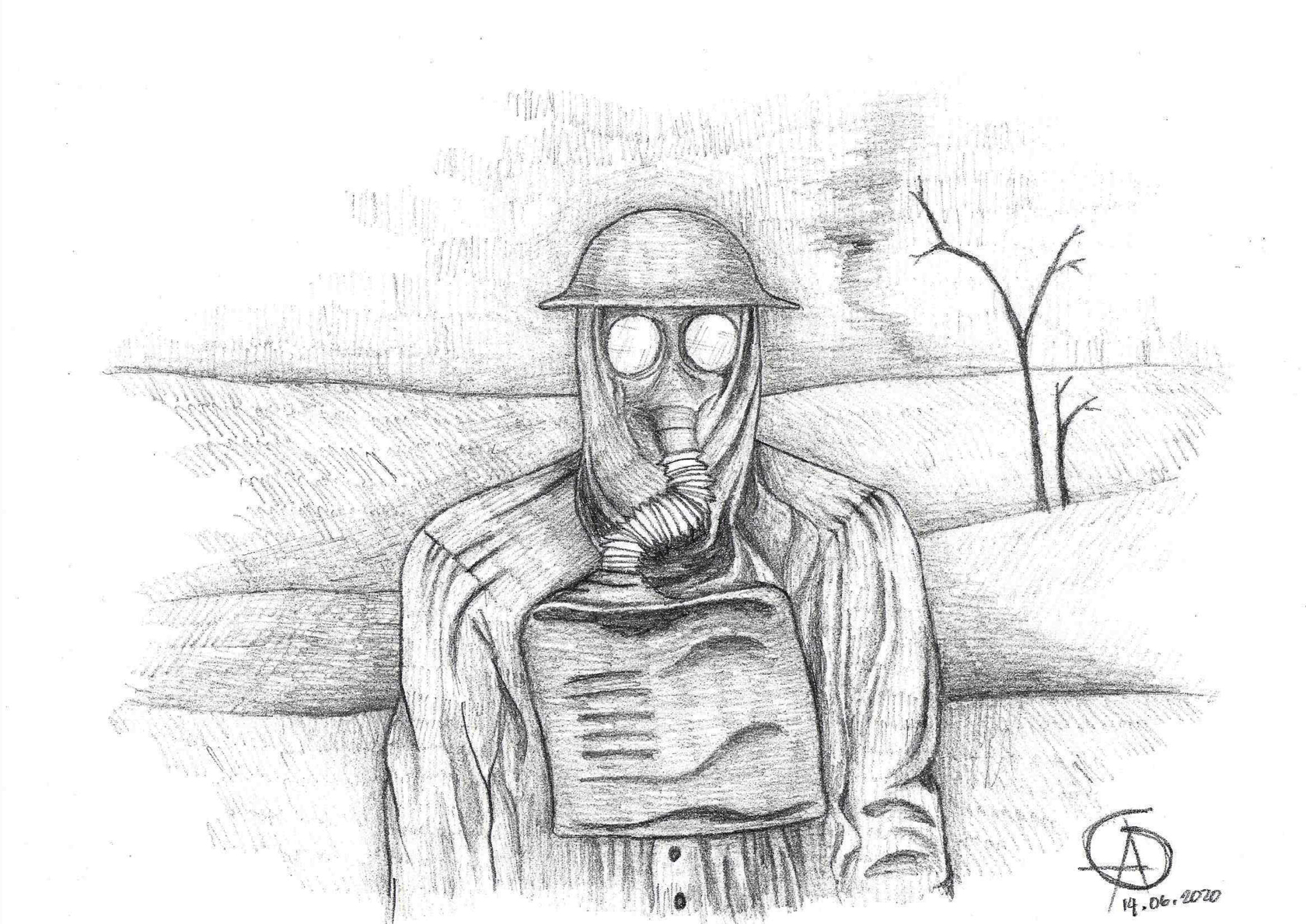 ww1 gas mask drawing