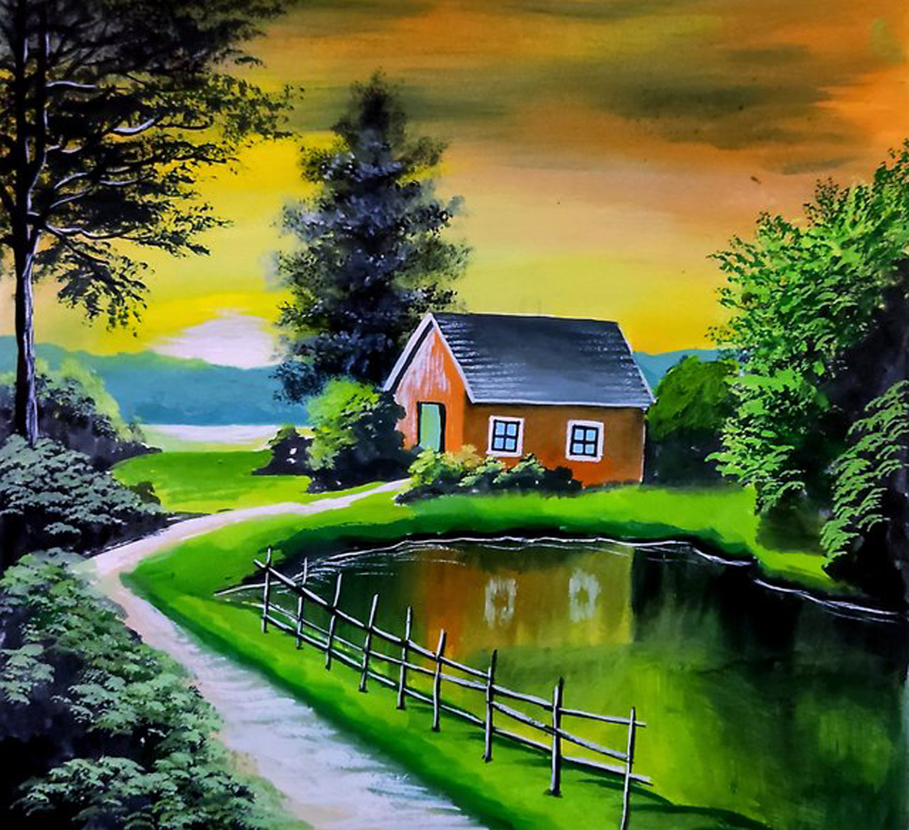 Morning scenery Painting by Jagdish Pawar