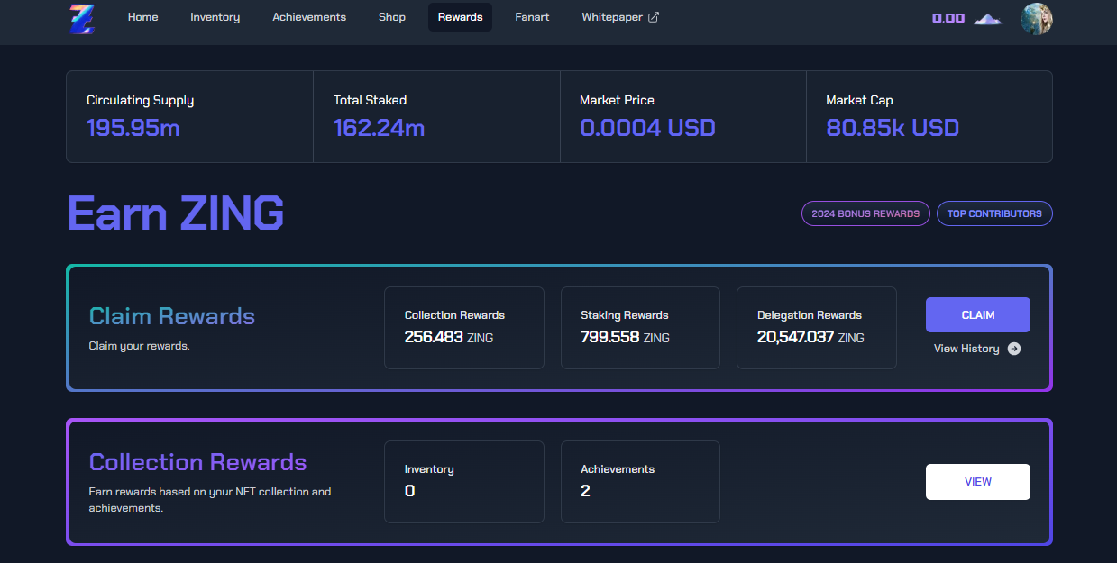 HOLOZING - JUST CLAIMED 20K+ ZING TOKENS FROM STAKING AND DELEGATION REWARDS