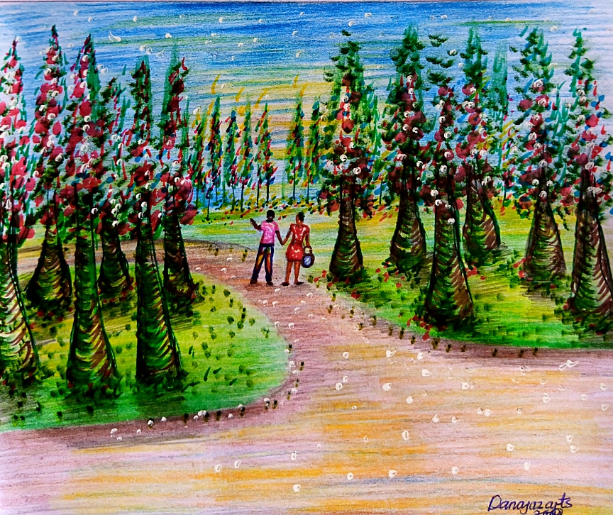 A Rough Sketch of the Landscape with Colored Pencils on White Paper. Stock  Illustration - Illustration of orange, river: 152268289