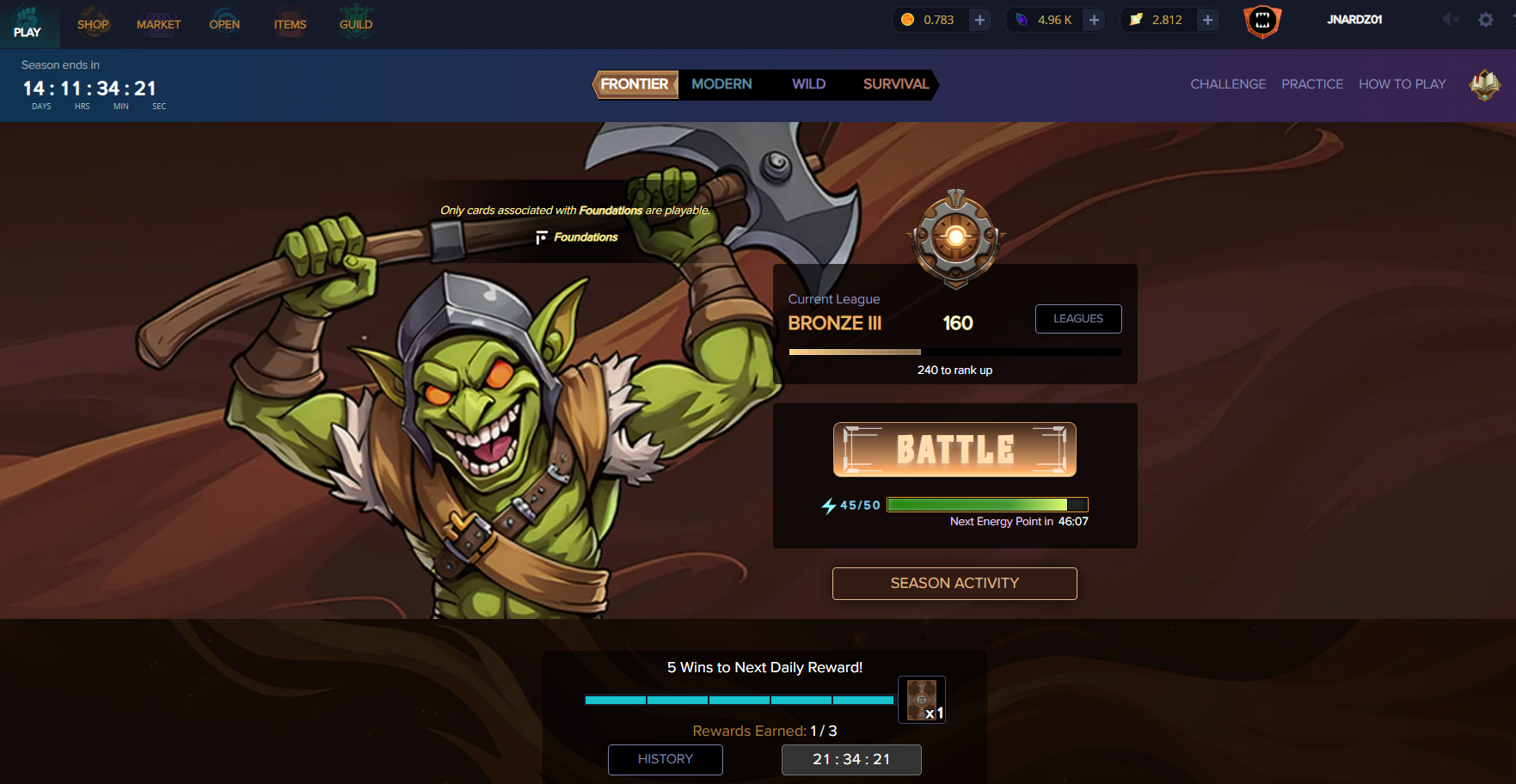 🧭 Day 5 in Splinterlands: Discovered the Frontier Format and Grinded to Bronze II!