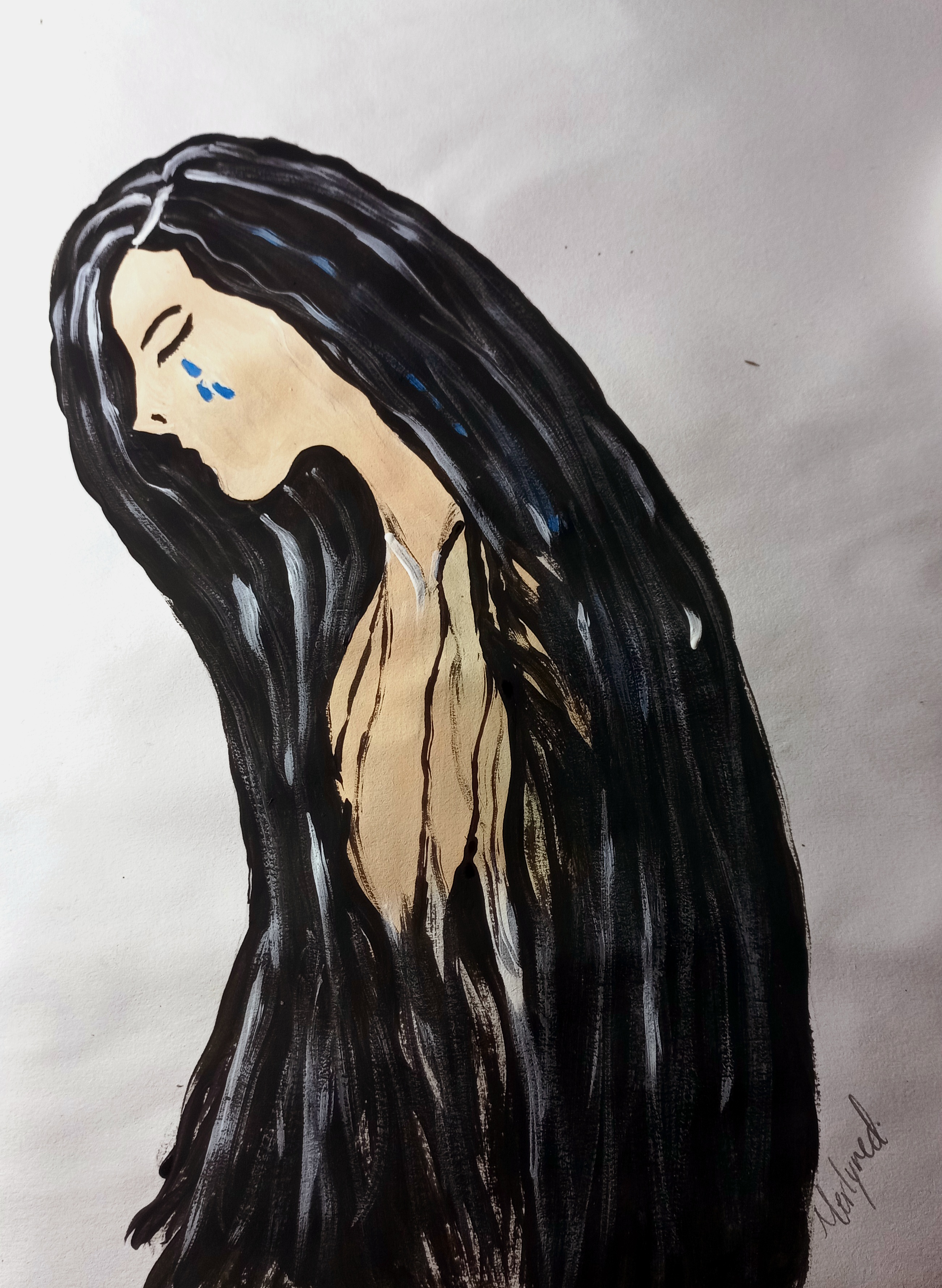 abstrato triste beleza mulher chorando linha arte desenho 7315760