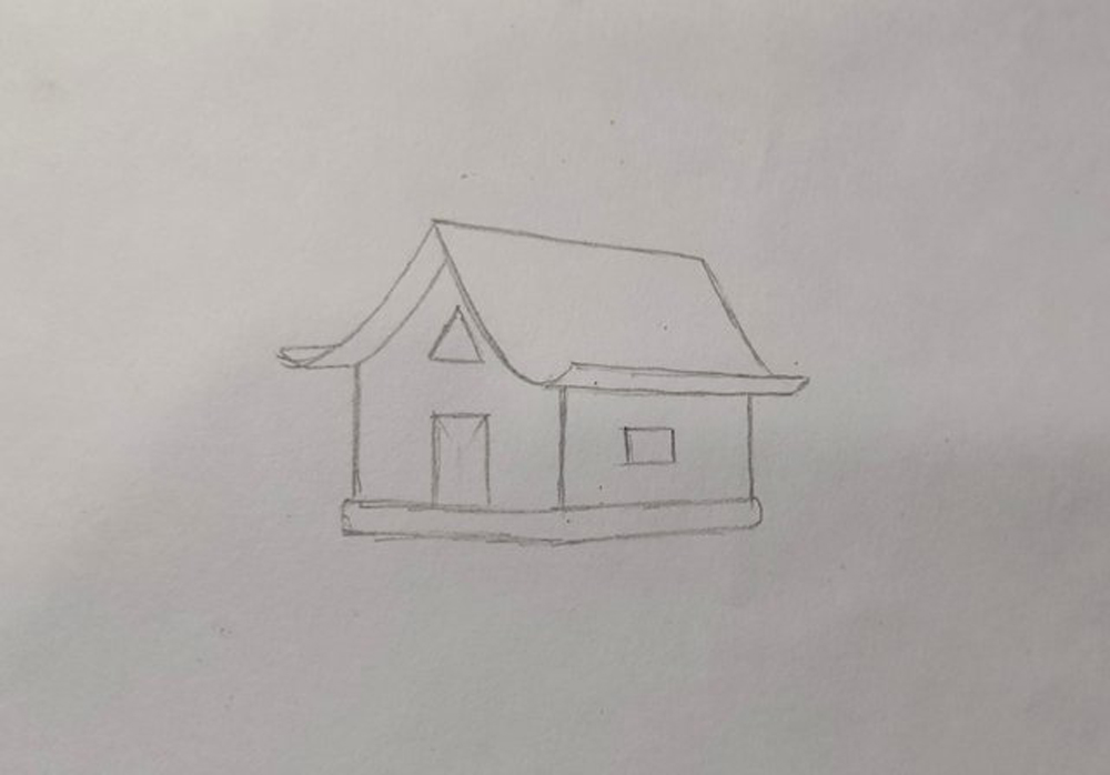 How to draw a house with pencil colour - Brainly.in
