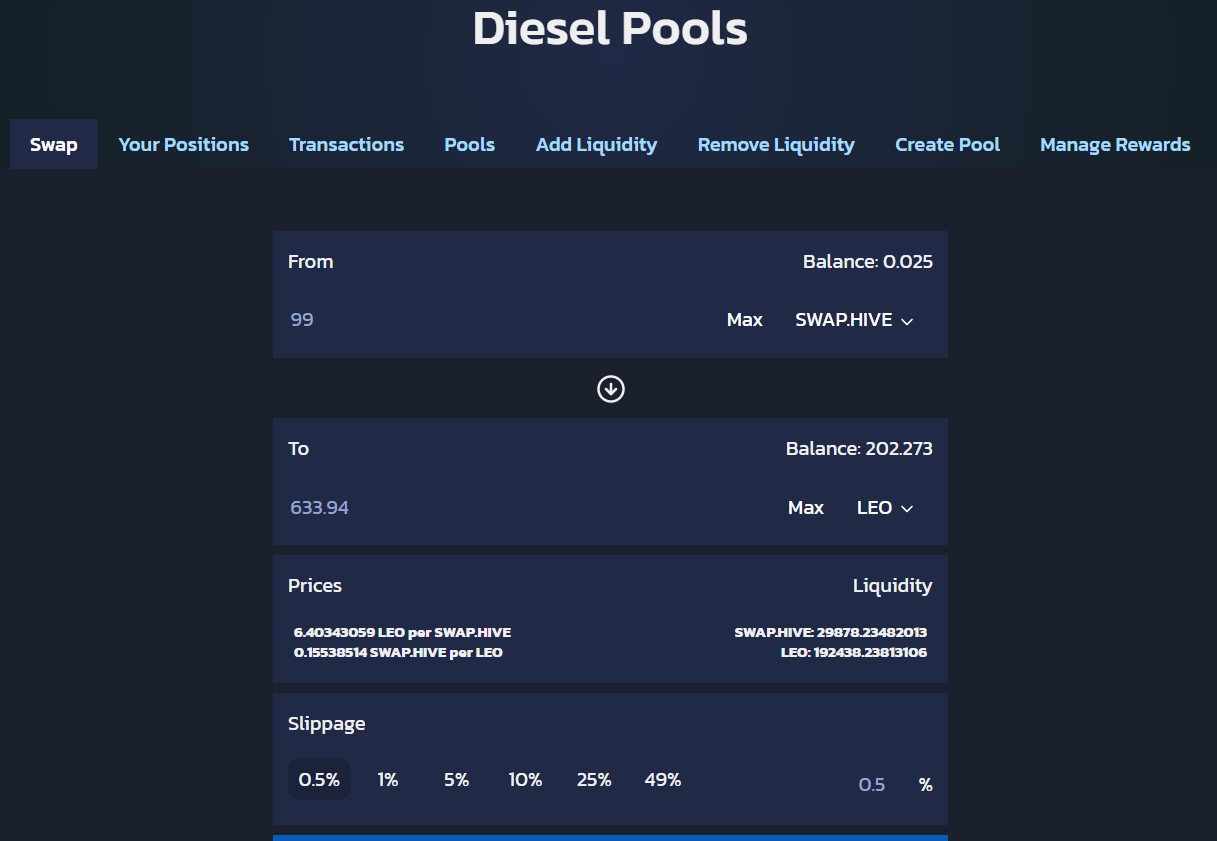 swap.hive leo pool on tribaldex.com