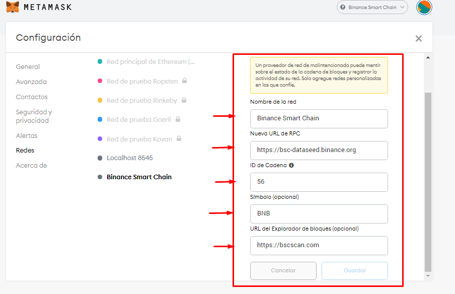 Paso 1 configurar metamask para conectarlo a la red de BSC.png