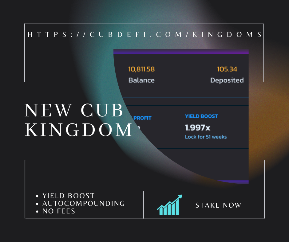 Cub Finance DeFi variable staking banner.