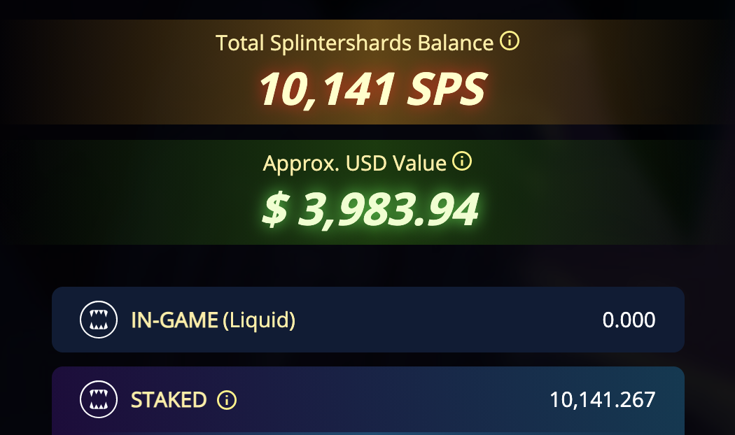 screenshot of SPS balance