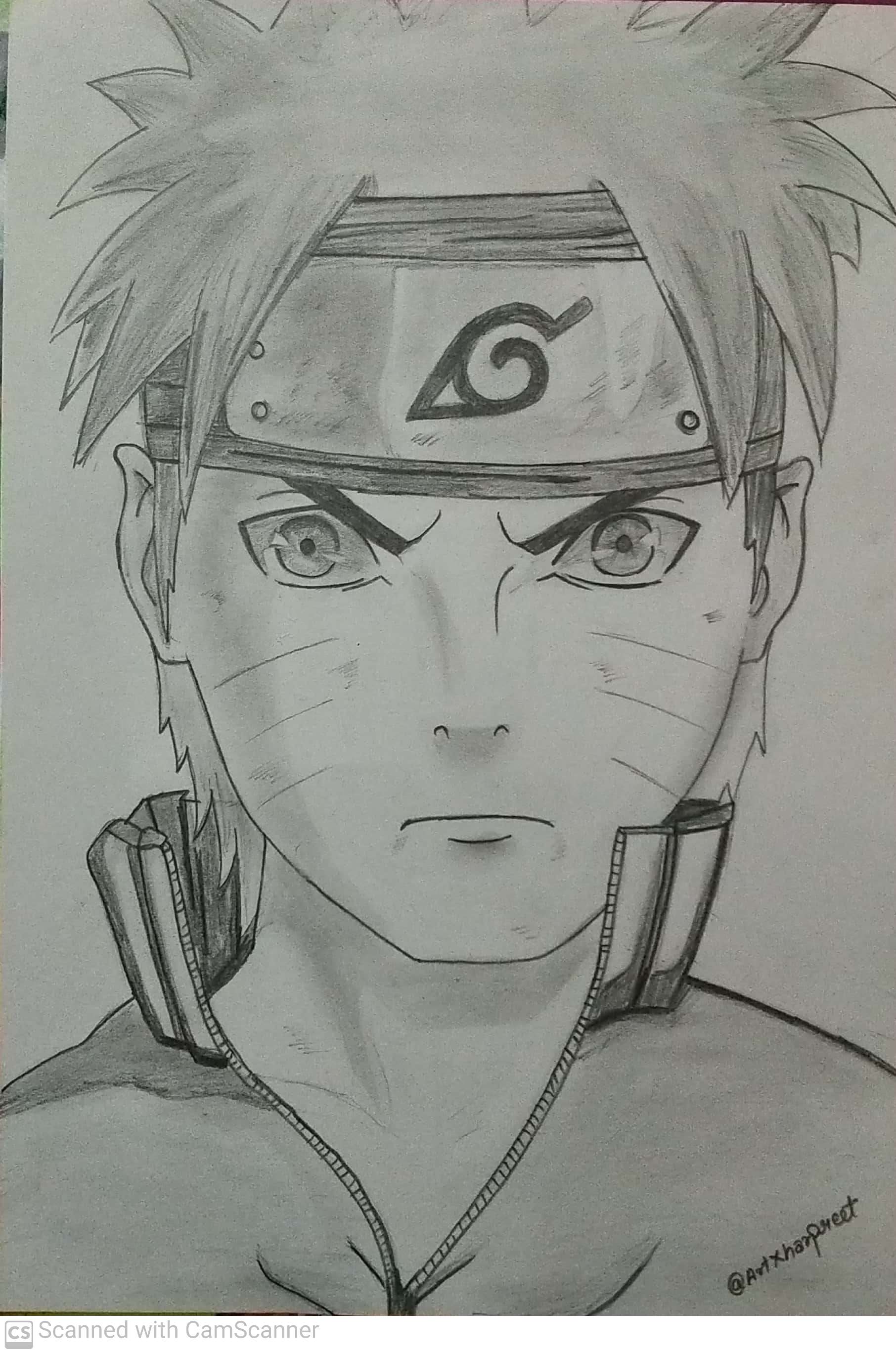 Pencil sketch of Naruto