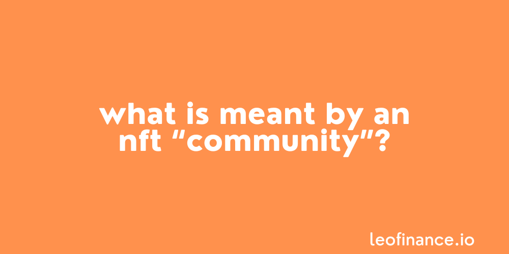 What is meant by an NFT “community”?