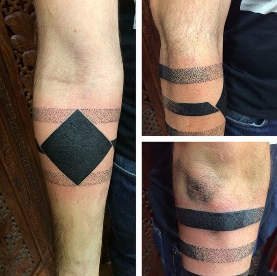 cool male armband tattoos with geometric square