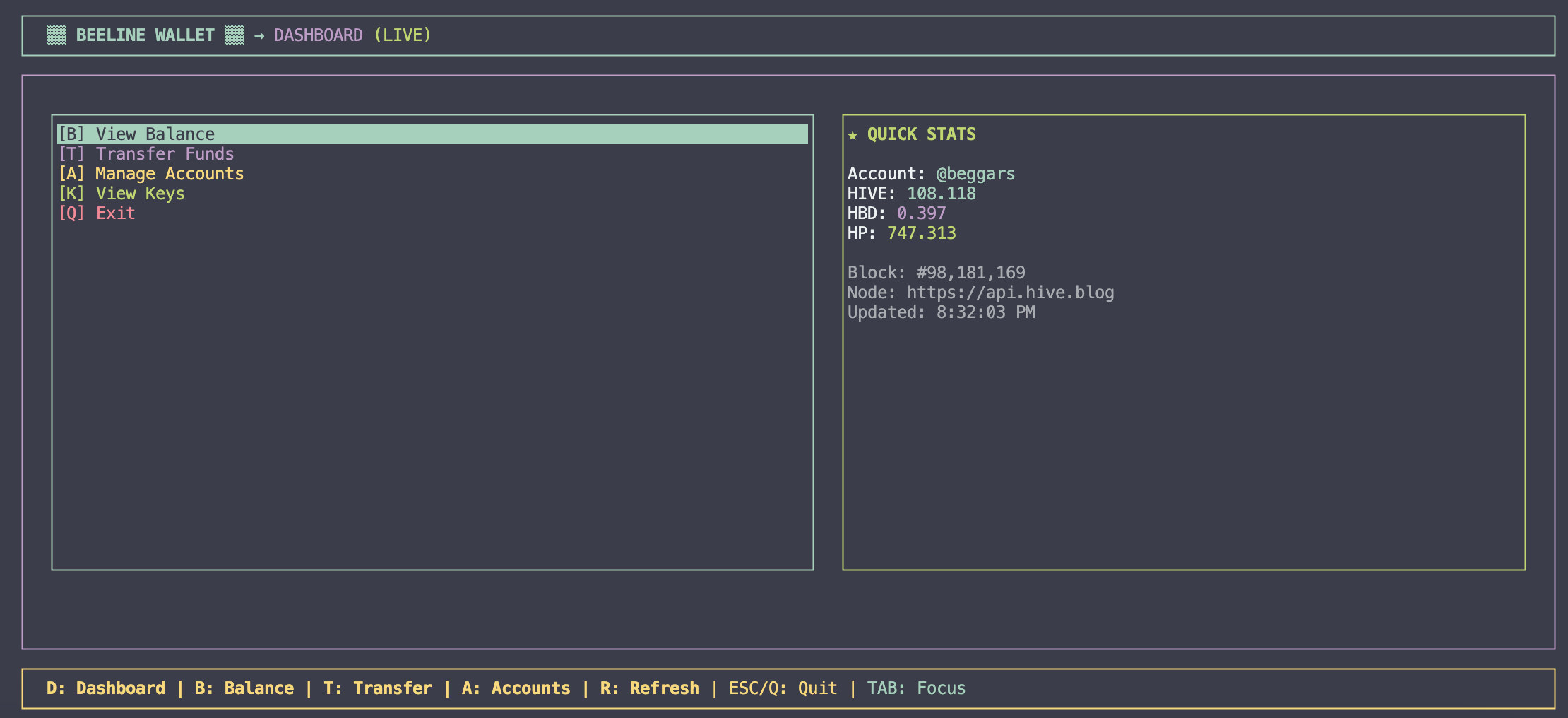 🌈 Introducing Beeline: An Open Source Terminal Wallet for Hive