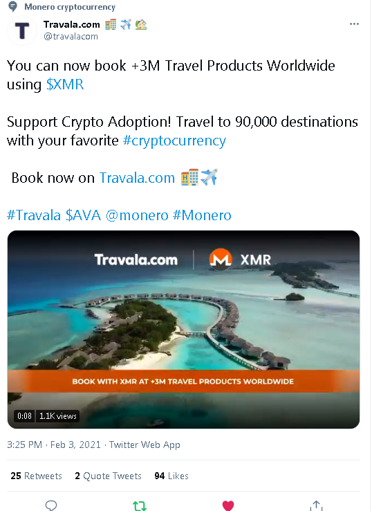 20210203 21_37_101 Travala.com 🏨 ✈️ 🏡 on Twitter_ _You can now book 3M Travel Products World.png