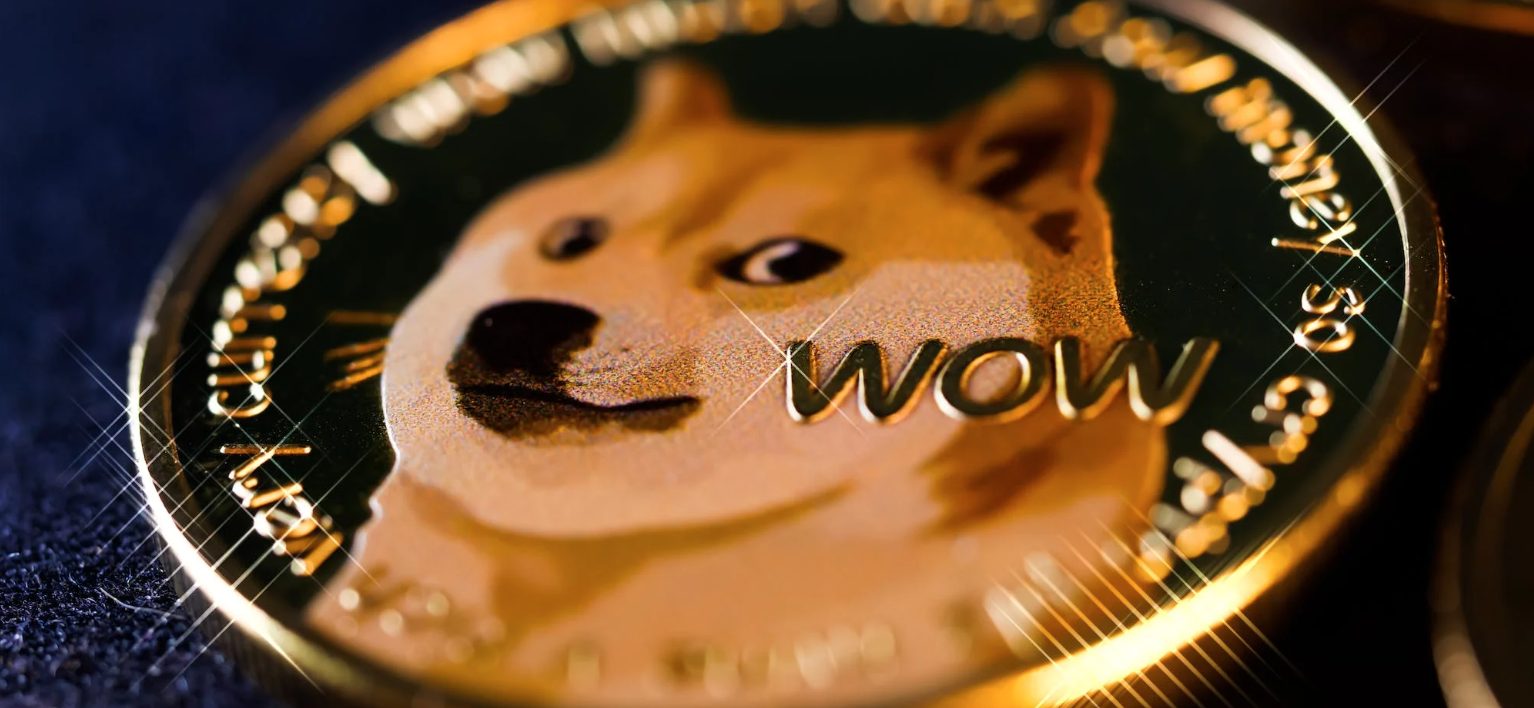 The logo of Dogecoin, which can be merge mined with Litecoin.
