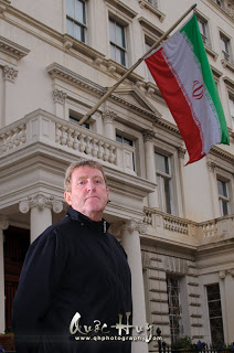 Rusty Firmin outside the Iranian Embassy in London