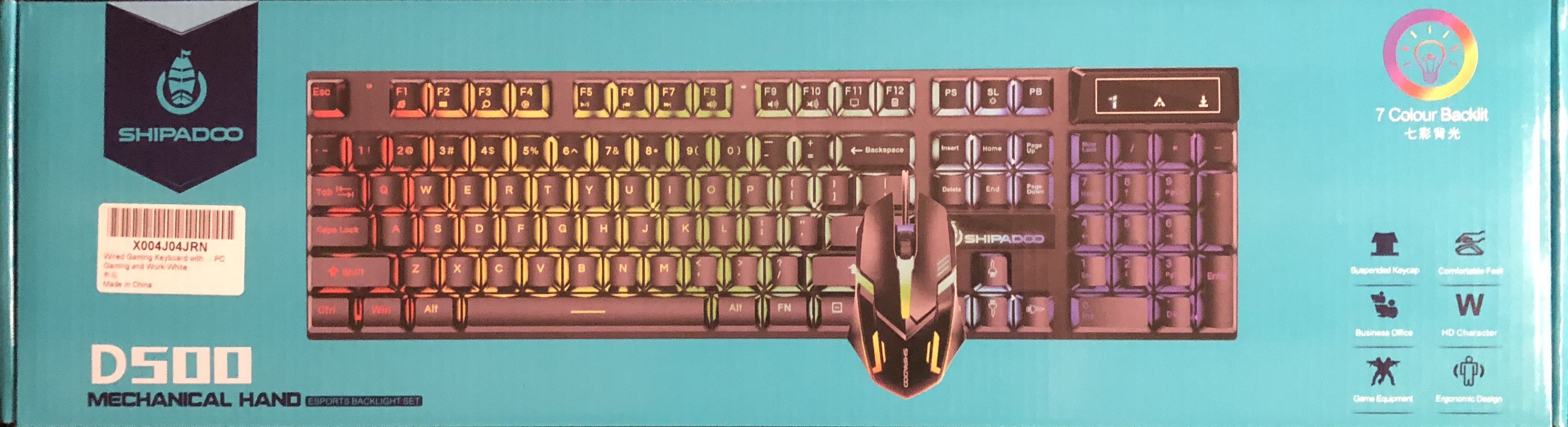 Dongguan Shipadoo Intelligence & GuiHeng Chen Co Ltd D500 'Mechanical Hand' ESports Backlight Keyboard & Mouse Set.JPG