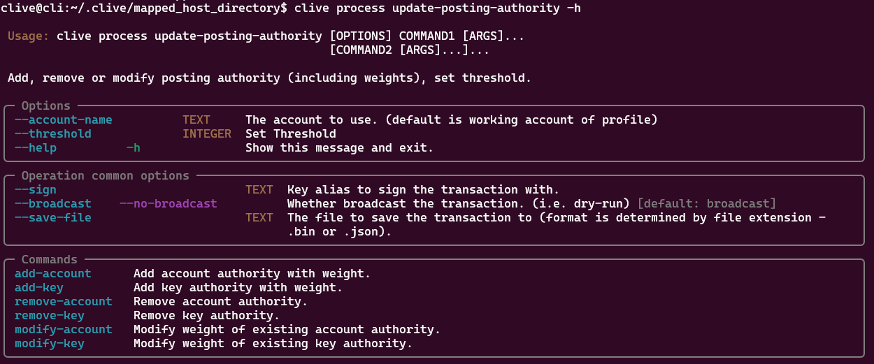 CLI - update authority - help