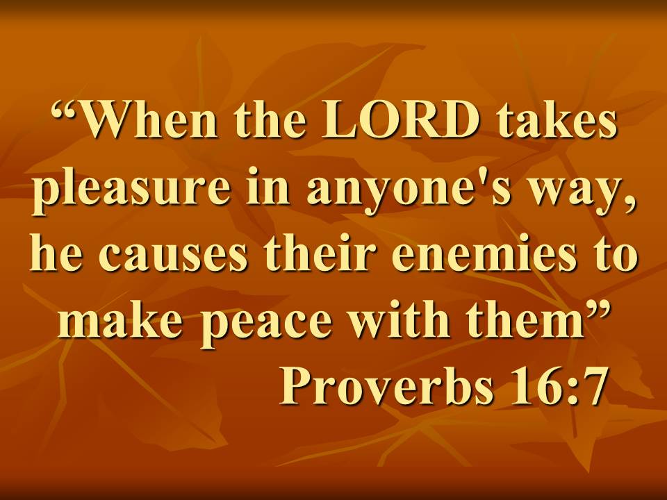 Wise thought. Then the LORD takes pleasure in anyone's way, he causes their enemies to make peace with them. Proverbs 16,7.jpg