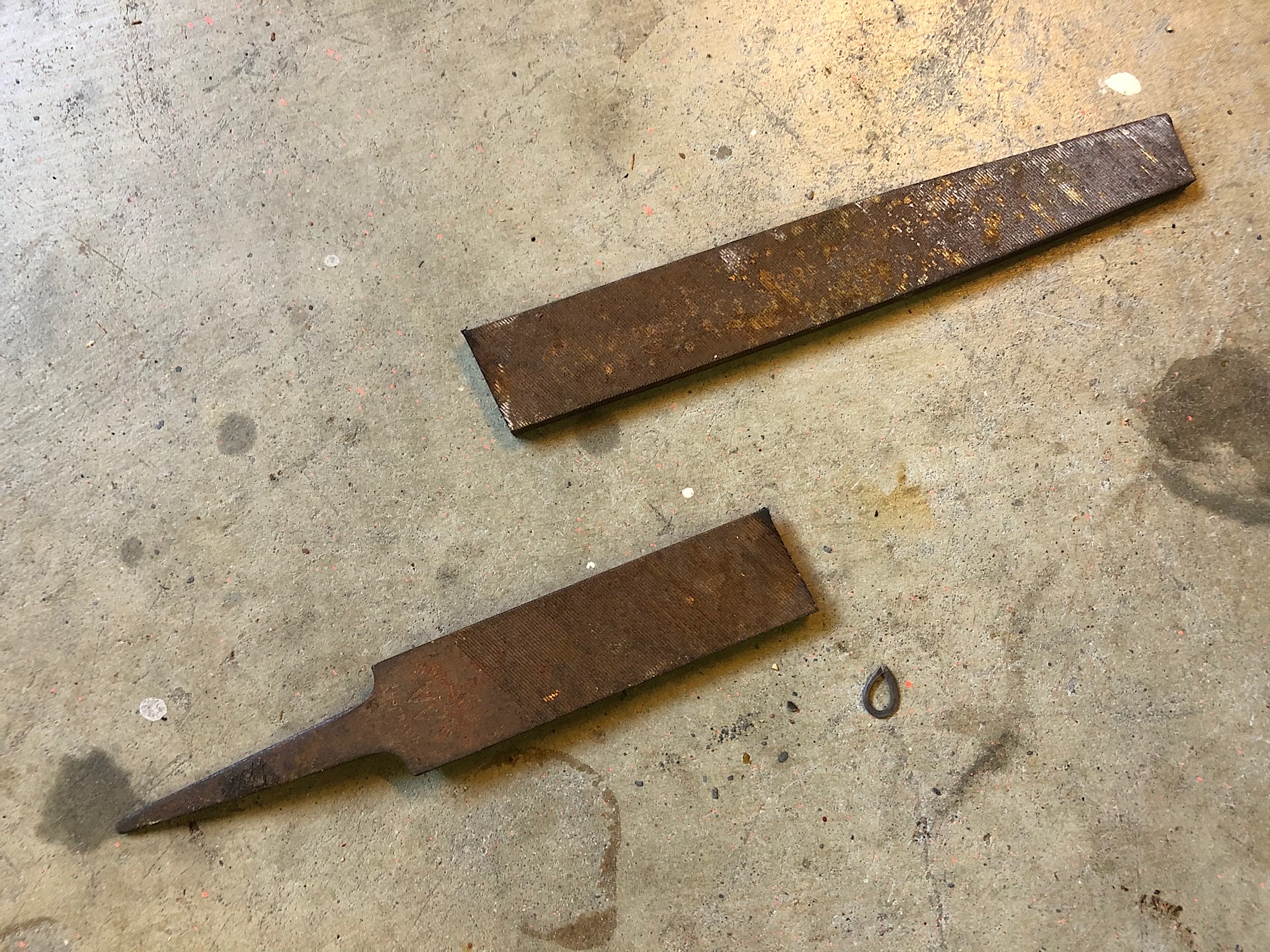 Cutting an old file for making a chef's knife