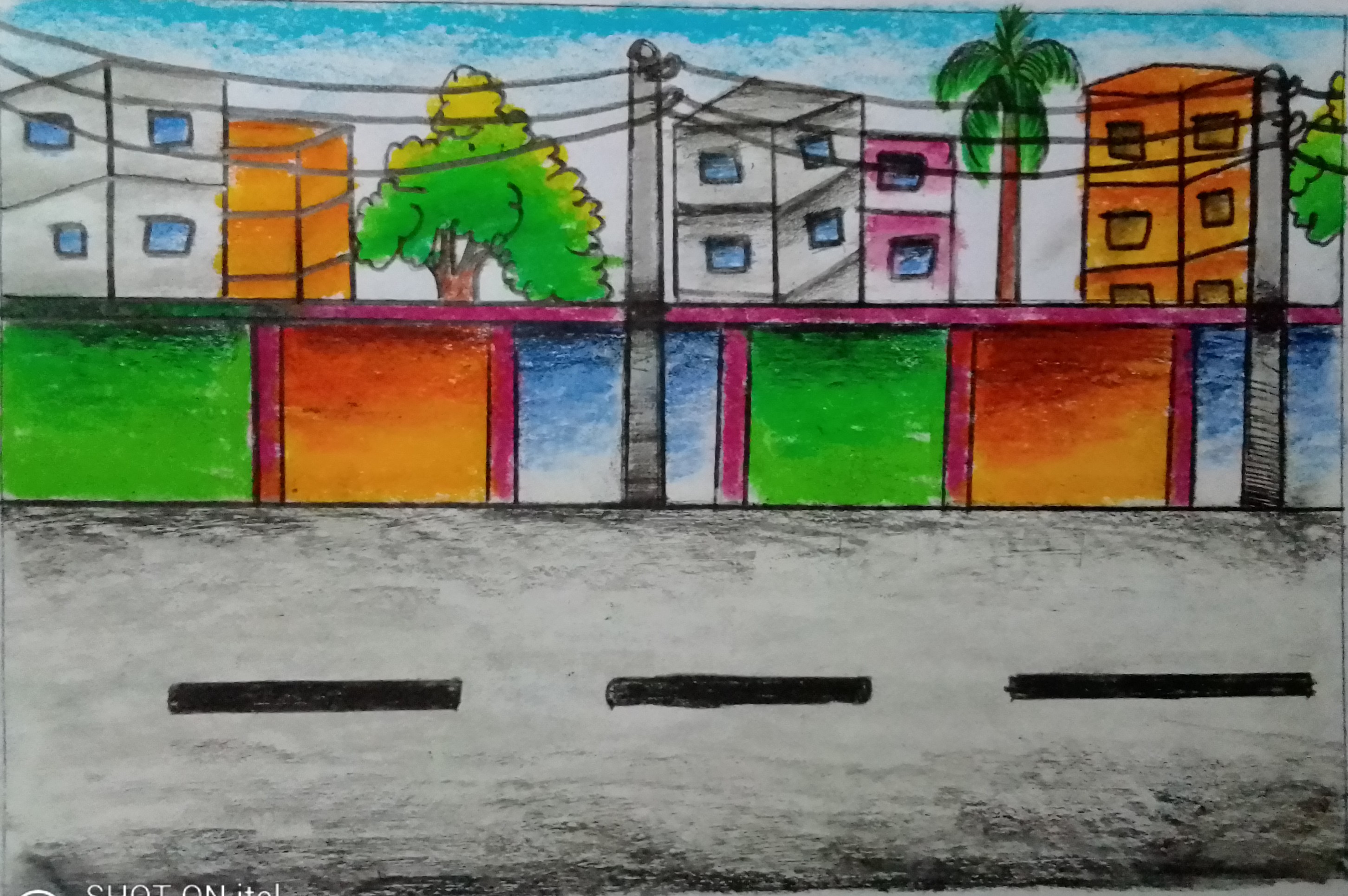 scenery drawing for kids step by step