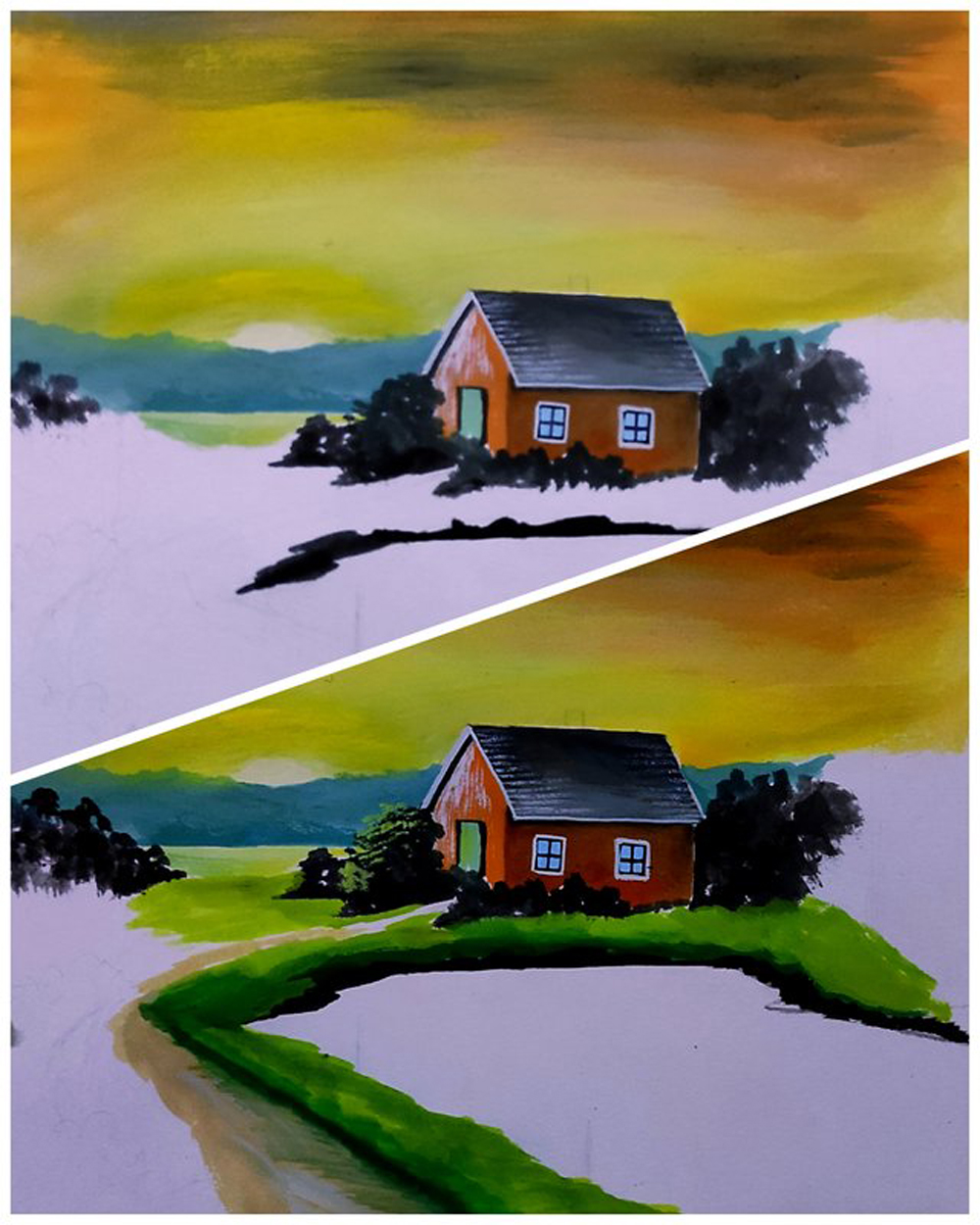 Natural painting- natural painting with oil pastel colour in easy way step  by step | ever art