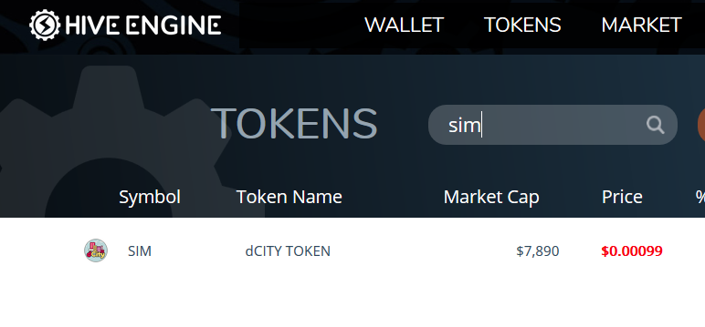 Screenshot of dCity SIM on Hive-Engine.
