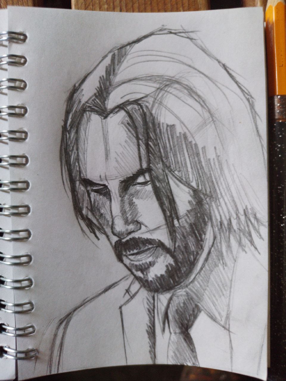 Quick drawing of John Wick Keanu Reeves  Made with a single pencil   PeakD