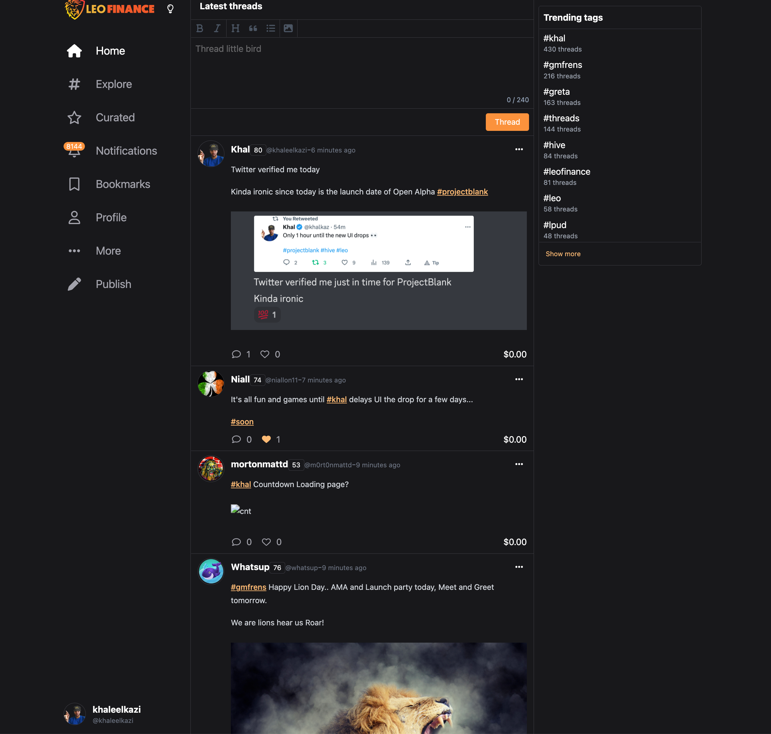 New UI for Threads, the Web3 social media platform that is becoming the 'everything app'.