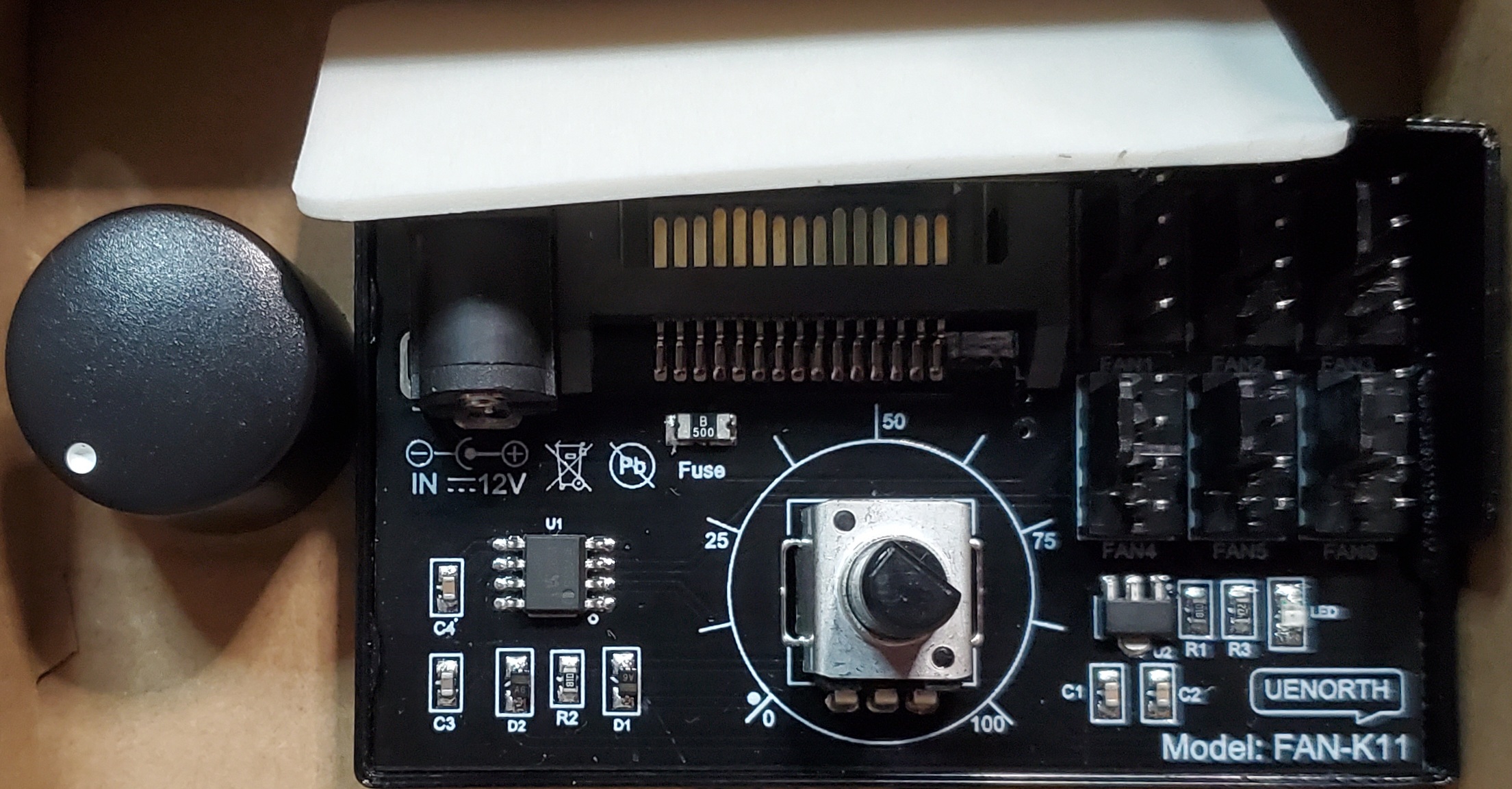 UENorth (OwlTree) FAN-K11 6-Header PWM Fan Hub with SATADC Power & Control Knob.jpg