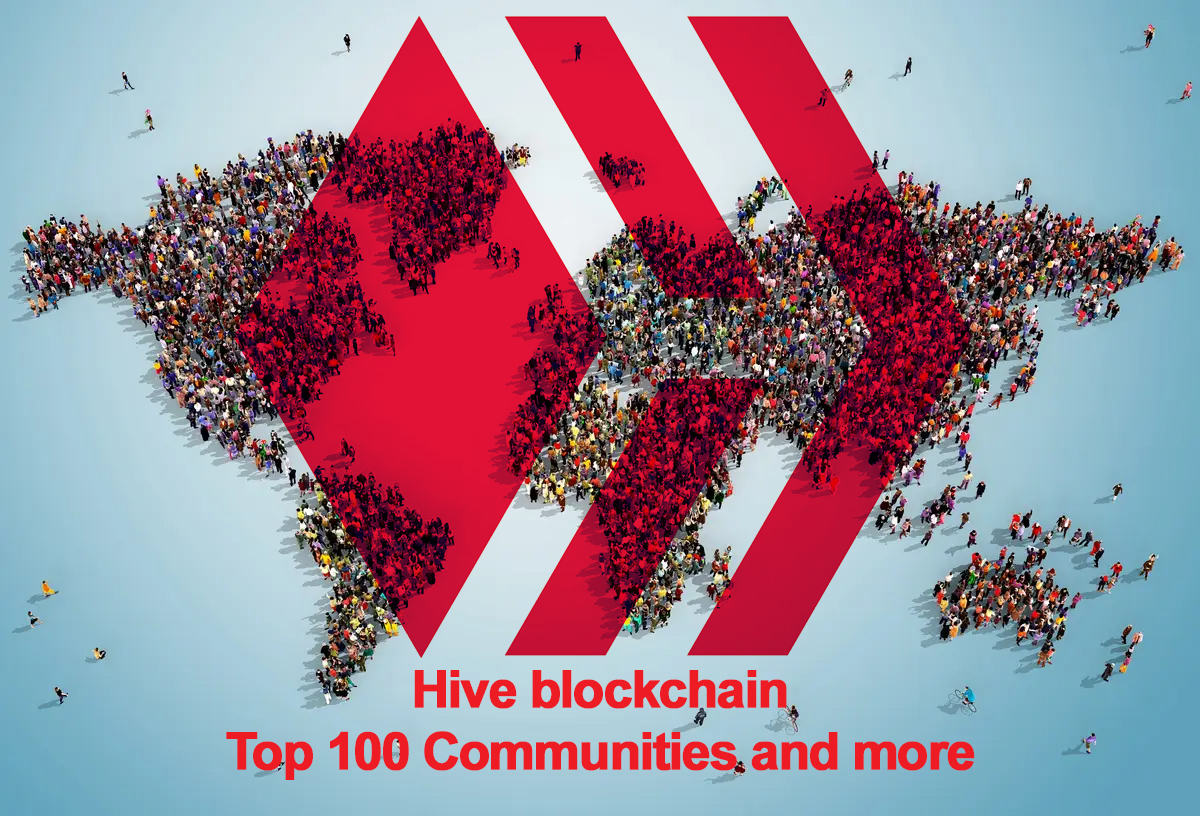 Hive blockchain - Top 100 Communities and runner-ups