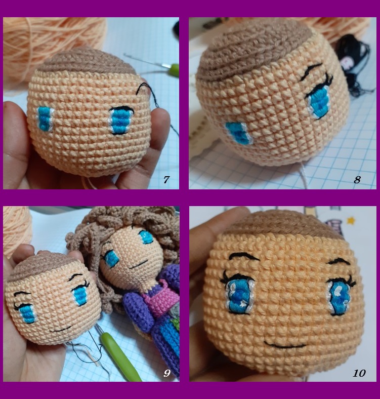 Como bordar ojos soñadores en amigurumis. #lacrochetera #la_crocheteri