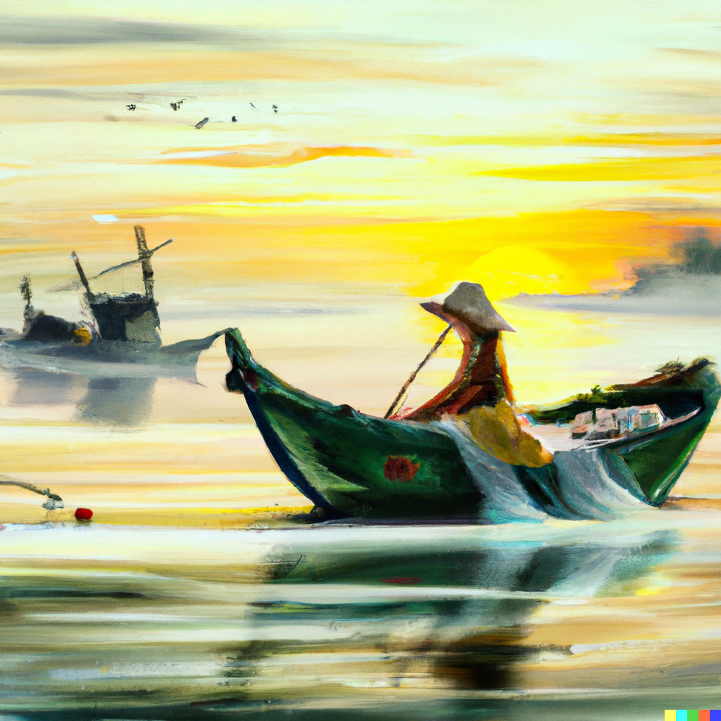 DALL·E 2023-01-31 00.44.10 - Painting of fishermen in the dawn of the day_.png