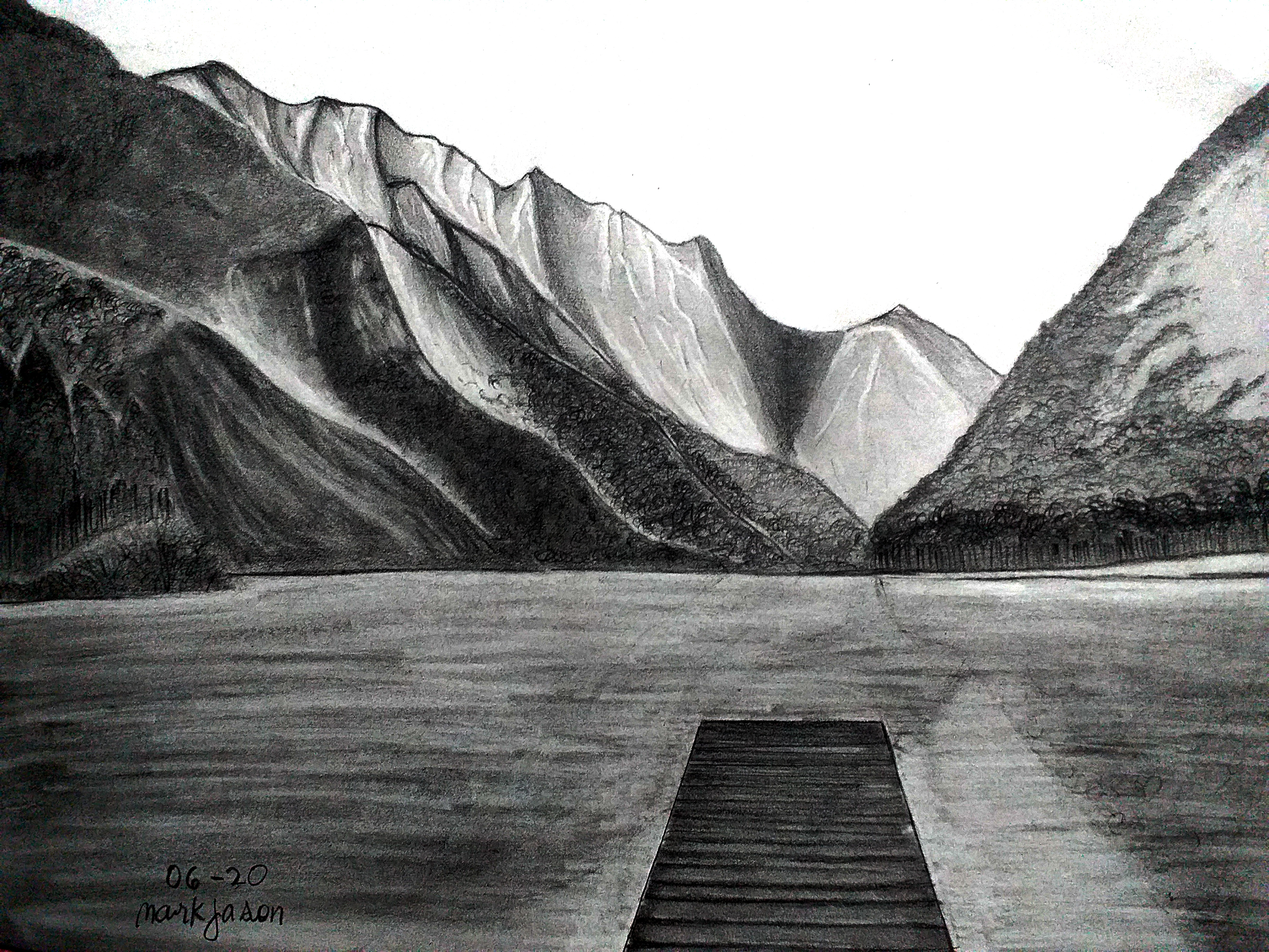 Mountain deals pencil drawing