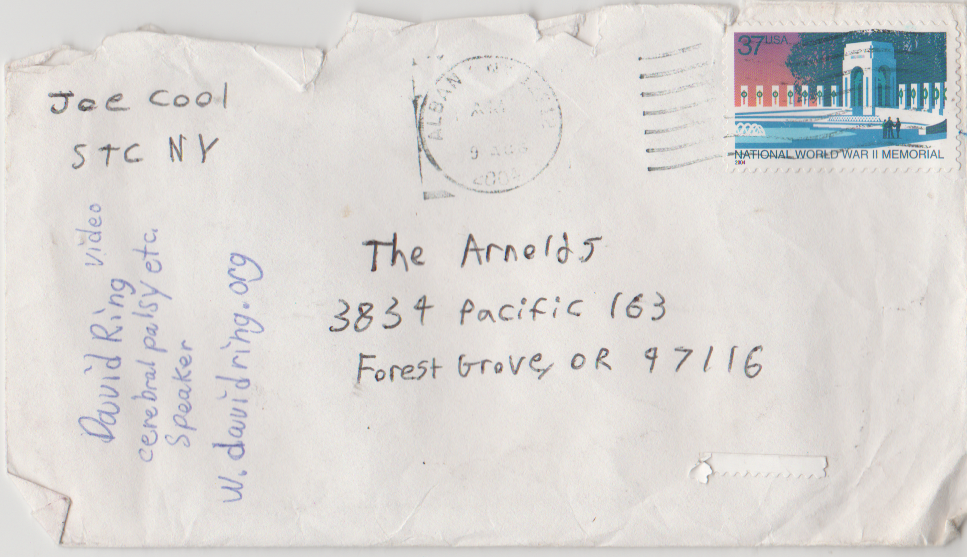 2004-08-09 - Monday - Envelope containing a Joey Arnold Letter to mom and one to dad Stamped in Albany, NY on that Monday, written Friday-1.png