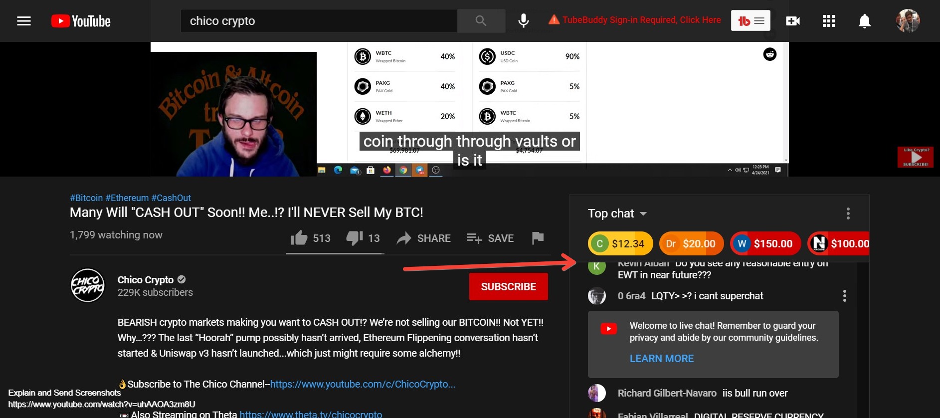 Screenshot of Many Will _CASH OUT_ Soon!! Me..!_ I'll NEVER Sell My BTC!  YouTube.jpg