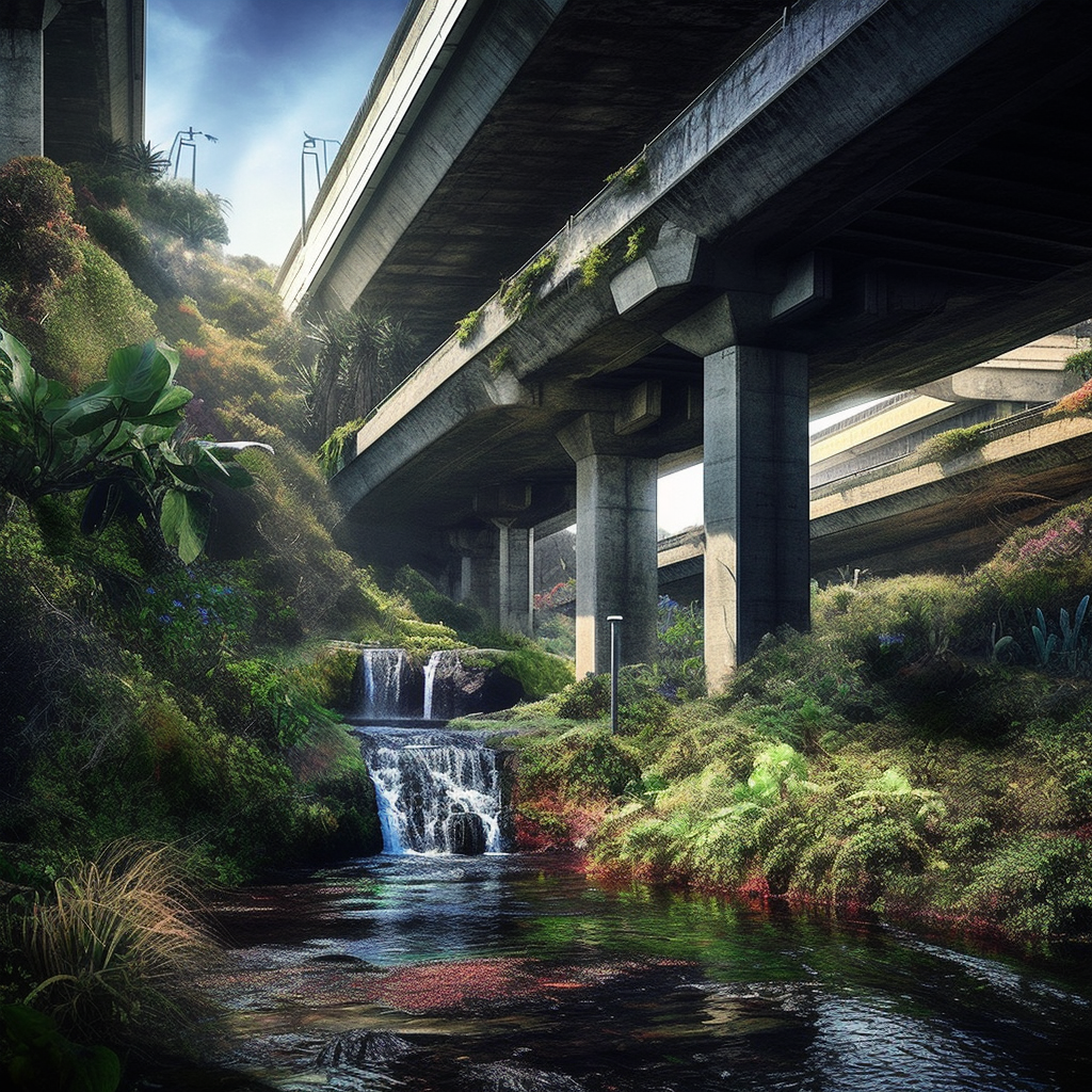ackza_artificial_water_falls_over_freeway_overpasses_with_trop_833ce9ac-8d03-4897-83b5-46d03c385cd4.png