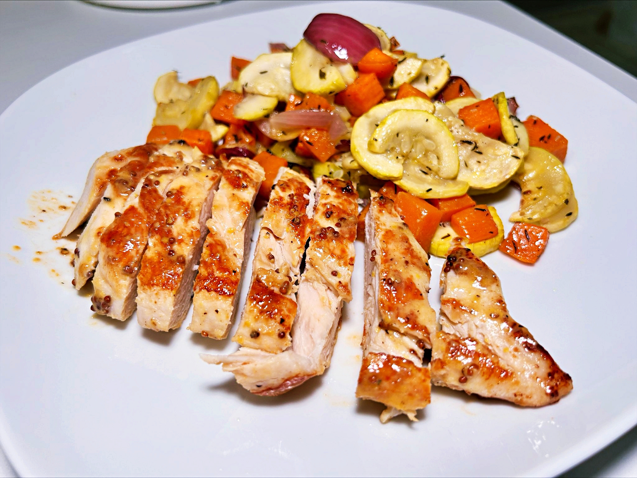 Honey Mustard Chicken with Roasted Veggies