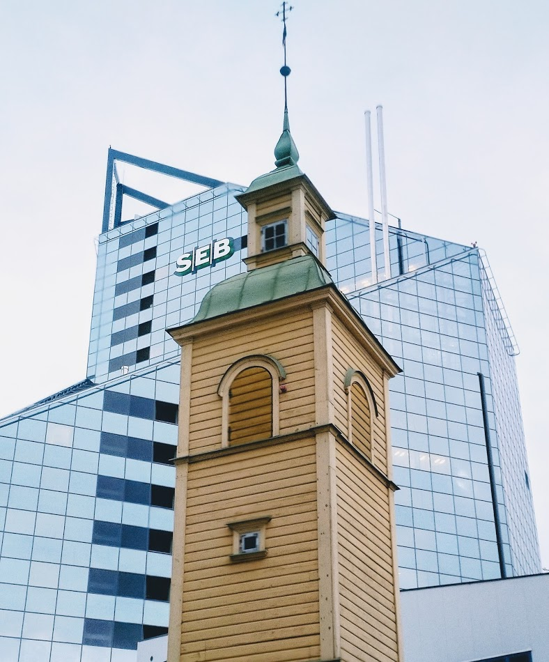 Armenian Church and a bank building in Central Tallinn