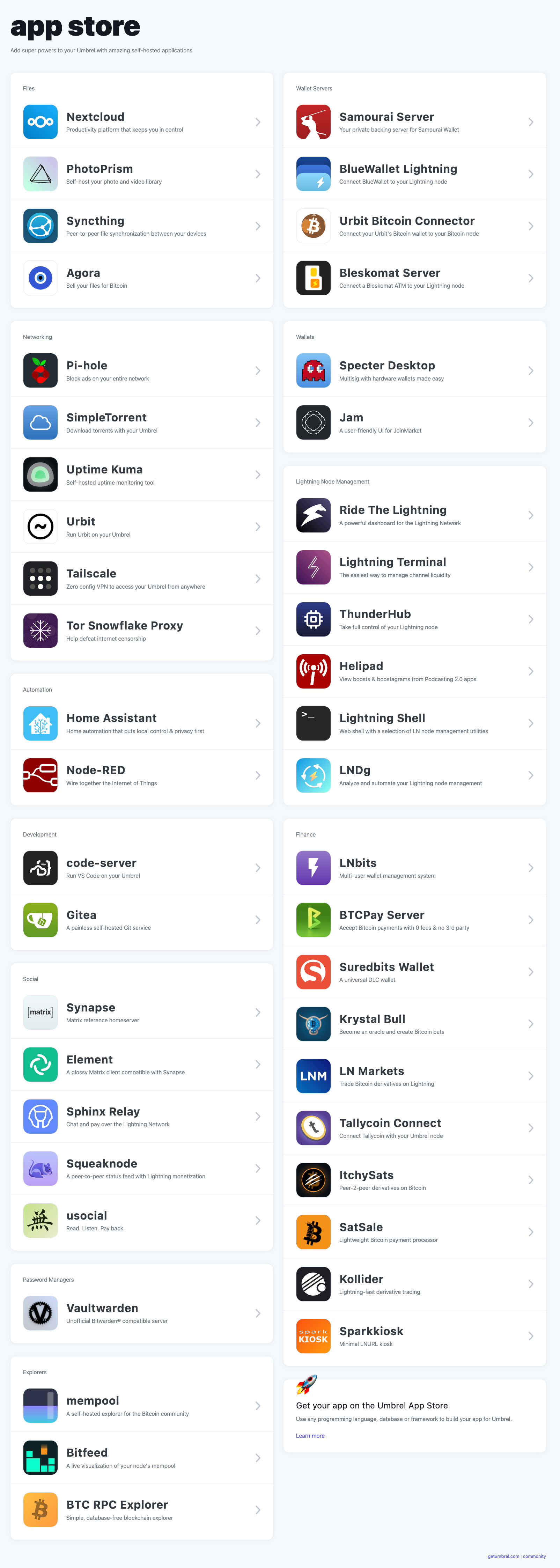 Umbrel App Store