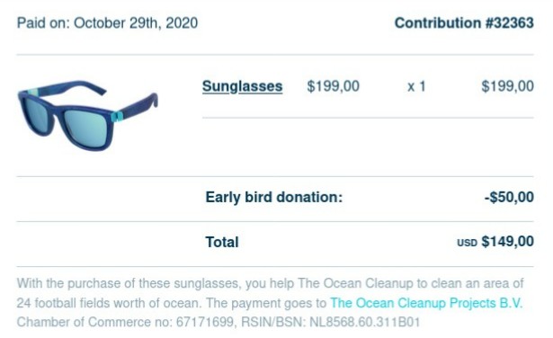 Buying sunglasses made from recycled ocean plastic pollution
