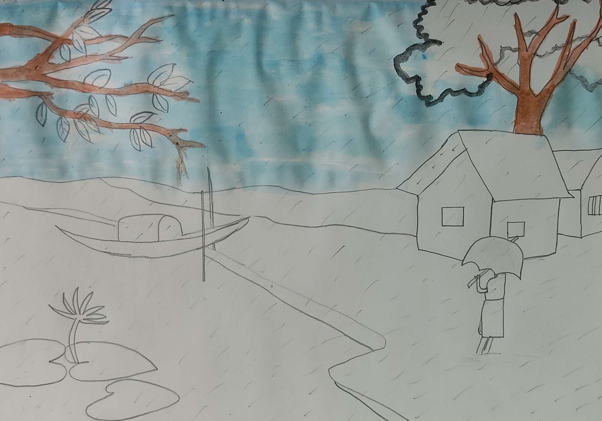 Winter Village | Landscape drawings, Village drawing, Winter drawings
