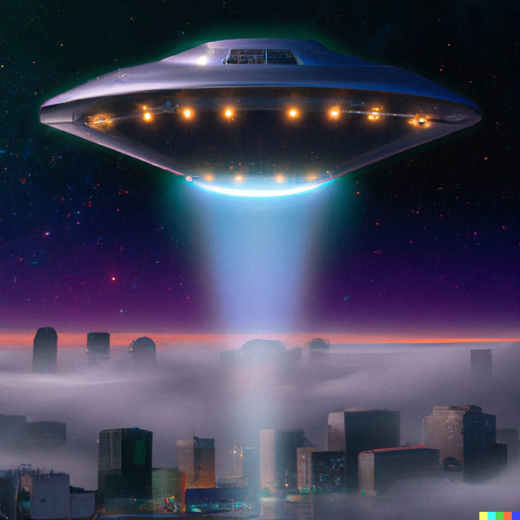 DALL·E 2023-03-06 23.37.07 - A sci-fi-inspired illustration featuring a realistic-looking alien spacecraft hovering over a city skyline at night. The image should convey a sense o.png