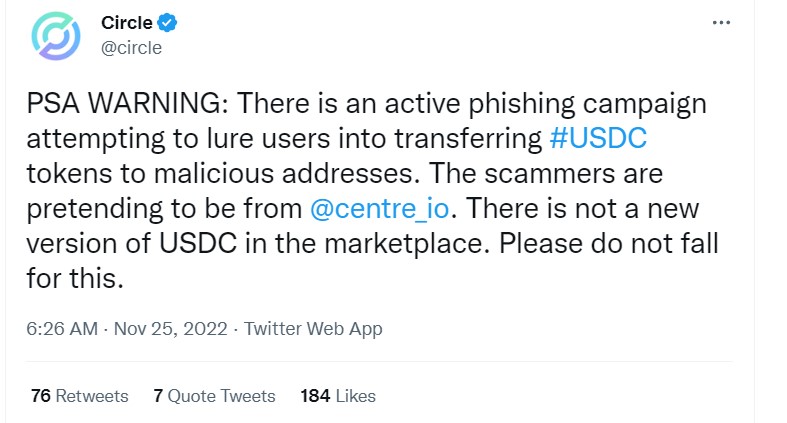 USDC Issuer Circle Warns About Active Phishing Campaign .jpg