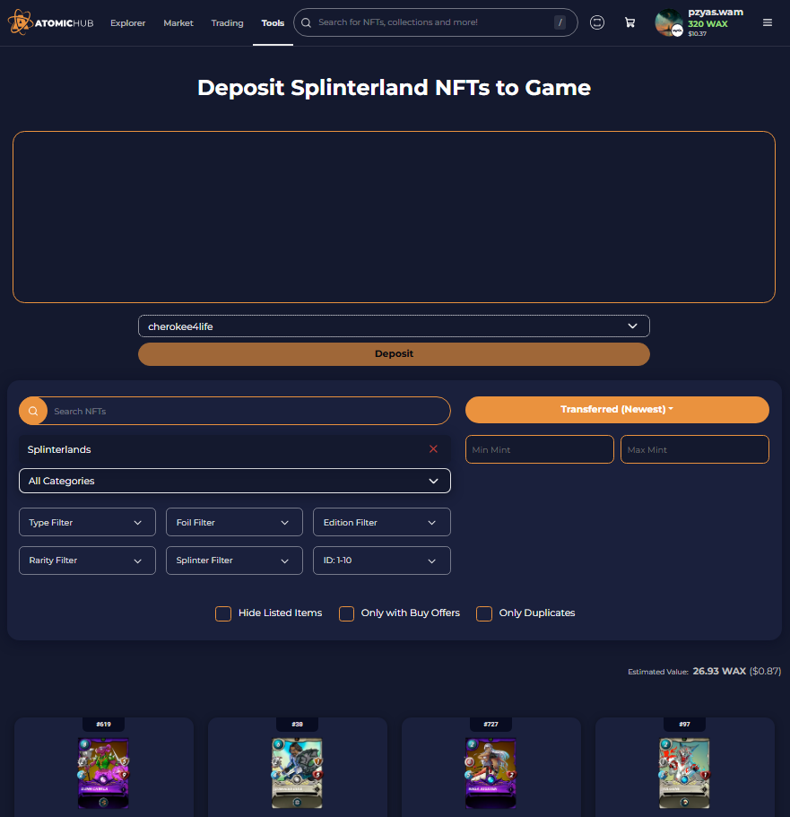 Yours will look like this but just with your cards at the bottom